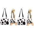 thumbnail image 4 of MLINS 2pcs Women Canvas Tote Bag Cow Smile Face Pattern Grocery Shoulder Bag Casual Handbag for Shopping Work, 4 of 8