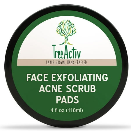 TreeActiv Face Exfoliating Acne Scrub Pads | Natural Facial Cleansing Treatment | Men Women Teens | Unscented | Honey | Dead Sea Clay and Salt | Lime Essential Oil | Glycerin | 4 oz (12 (Best Way To Make Honey Oil)