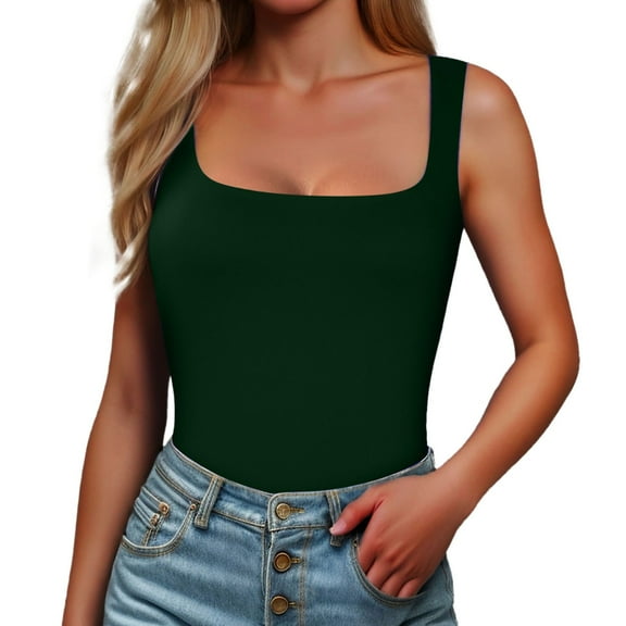 Tank Tops for Women,Square Neck Sleeveless Fitted Tank Top Blouse Elegant Dressy Summer Going Out Shirt,Camisole Tops for Women,Green,M