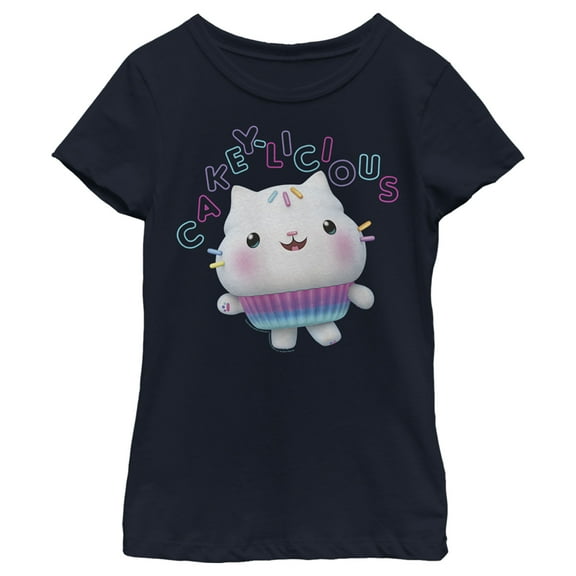 Girl's DreamWorks: Gabby's Dollhouse Cakey-Licious Cat Graphic Tee Navy Blue Small