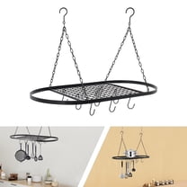 Pot&Pan Rack Ceiling Mounted kitchenware Holder Hanging Storage Shelf w/ 10Hook for Apartments, Kitchens