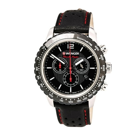 Wenger 01.0853.105 Men's Roadster Black Night Black Dial Black Leather Strap Chronograph Watch
