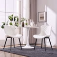 thumbnail image 3 of Kidol & Shellder Dining Chair Set of 2 PU Upholstered High Back Washable Living Room Side Chairs, White, 3 of 7