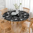 thumbnail image 3 of Round Tablecloth with Elastic Border and Floral Prints, Soft Water-Resistant Polyester Cover, Fits 44-52 Inch Tables for Dining or Patio, 3 of 7