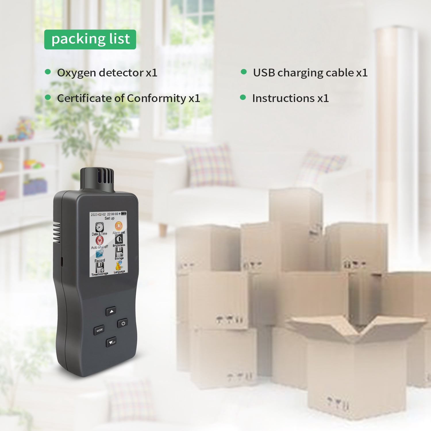 Gas alarm,- Ideal O2 Tester Handheld Air - Usb O₂ Tester Handheld O₂ Car - Usb Portable Temperature And Alarm Lcd Use Air Car Ideal Car Color Lcd Tester Alarm Car Office Alarm Usb Tft Color