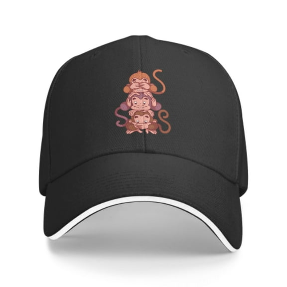 Three Wise Monkeys Baseball Caps for Men Women Fashion Summer Casquette Adjustable Casual Trucker Hats for Outdoor Activities