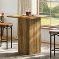 thumbnail image 4 of Finmind Farmhouse Square Bar Table, 31 inch Counter Height Pub Table with Geometric Texture and Stable Base for Dining Room, Home Kitchen, Rustic Brown, 4 of 9