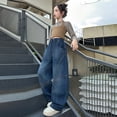 thumbnail image 6 of PLHWHYQ Girls Baggy Wide Leg Jeans, Elastic High Waist Loose Denim Long Pants, Kids Casual Relaxed Fit Trousers for Daily Wear Blue 13-14 Years, 6 of 9
