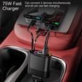 thumbnail image 3 of HOIFA 4 In 1 Retractable Fast Car Charger with iPhone and Type C Cord 2.6ft, Dual USB Ports, RGB Light, for SUV RV Truck, Car Accessories for Women Men, Black, 3 of 8