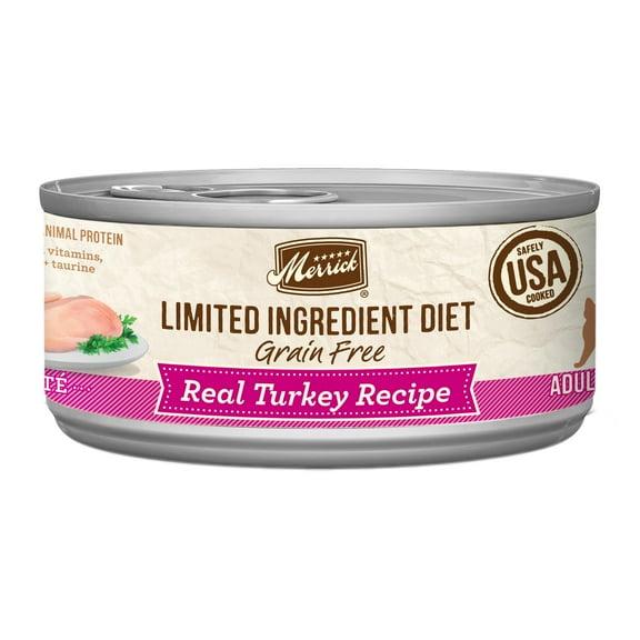 Merrick Limited Ingredient Diet, Turkey, Wet Cat Food Pate, 5 oz Cans, 24 Pack