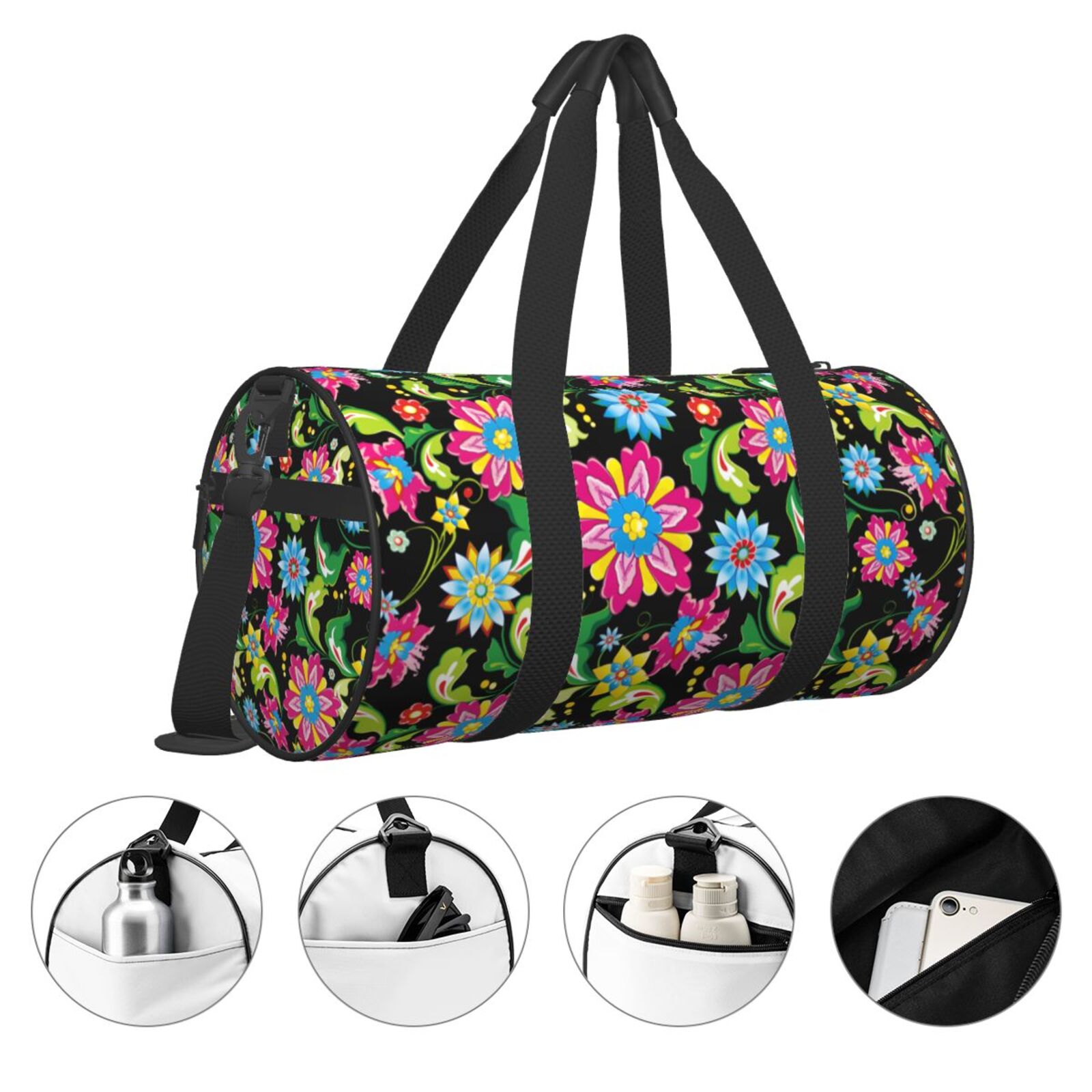 Vsdgher Vector Mexican Otomi Style Bright 45L Foldable Duffel Bag, Sports Gym Bag,Overnight Bag, Portable Weekender Bag for Airplanes