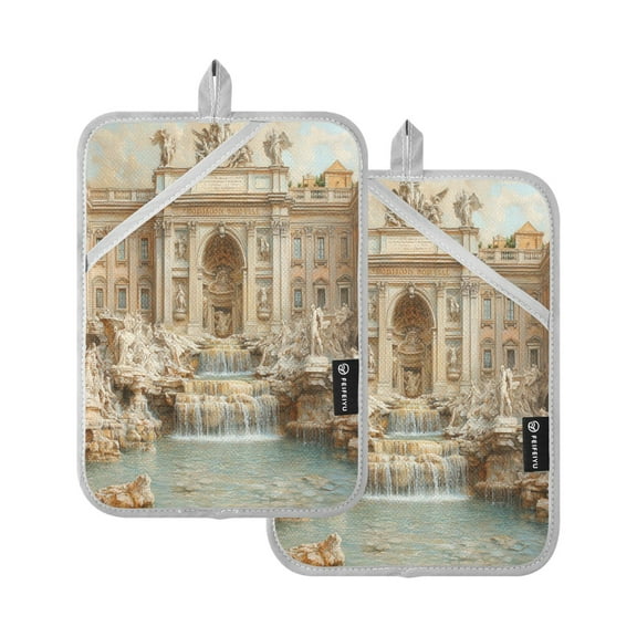 BZSMCE Pot Holder Oven Mitts Cooking baking Great Chruch Fountain Creative Pattern Size:7x9.8in