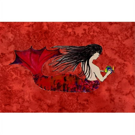 

Carolines Treasures 8726PLMT Black Haired Mermaid On Red Fabric Placemat