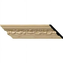 2 1/4"H x 2 3/8"P x 3 1/4"F x 94 1/2"L Medway Carved Wood Crown Moulding, Cherry