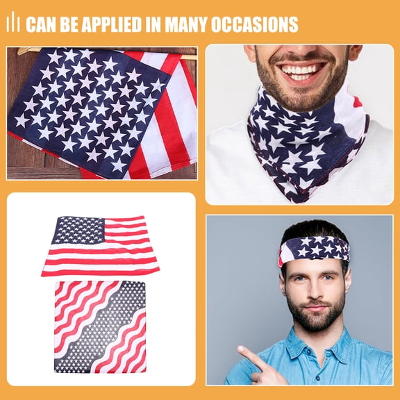 POPETPOP 2Pcs Usa Flag Headband Soft Reusable Printed Bandana for Outdoor and Parade Use