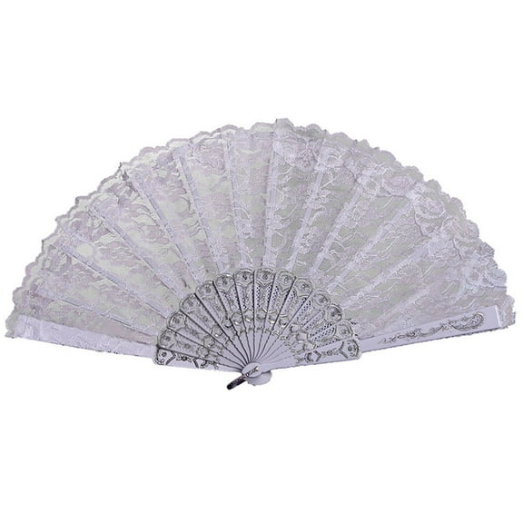 kjfeif Foldable Fan Handheld Fabric Fan Chinese Vintage Style Hand Held Folding Fans for Party Wedding Dancing Decoration (Lace)