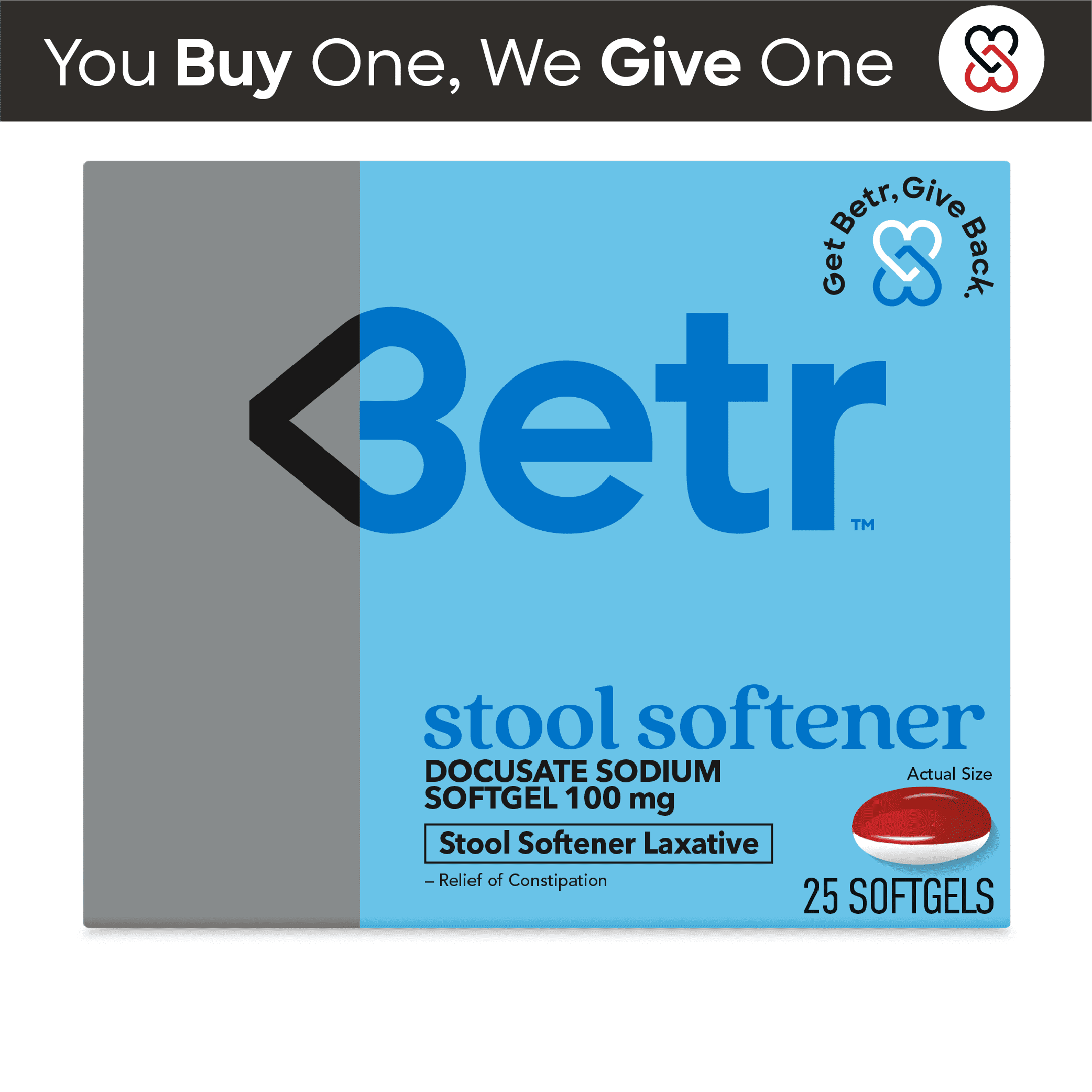 Betr Remedies Stool Softener Laxative, for Constipation, Docusate Sodium 100 mg, 24 Softgels