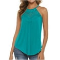 thumbnail image 2 of Samickarr Flowy Tank Tops For Women Cold Shoulder Strap Sleeveless Shirts Blouses Round Neck Lace Up Sexy Hollow Cami Camisole Summer Tops For Women Vacation Country Concert Outfits, 2 of 6