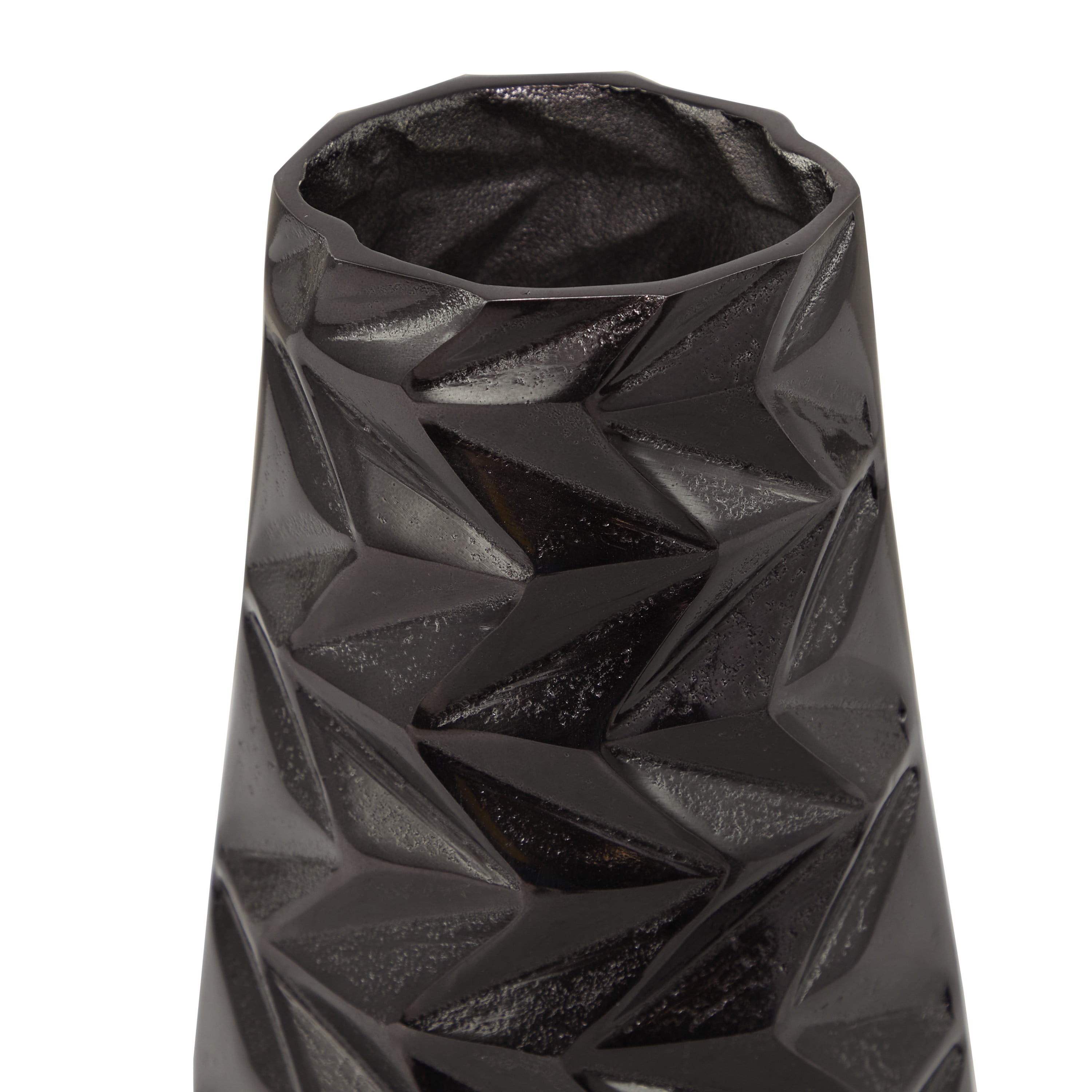 DecMode 19", 15"H Geometric Black Aluminum Vase, Set of 2