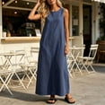 thumbnail image 7 of Fewfanhot Summer Dresses for Women Sleeveless Crewneck Maxi Long Vest Shift Dress with Pockets, 7 of 7