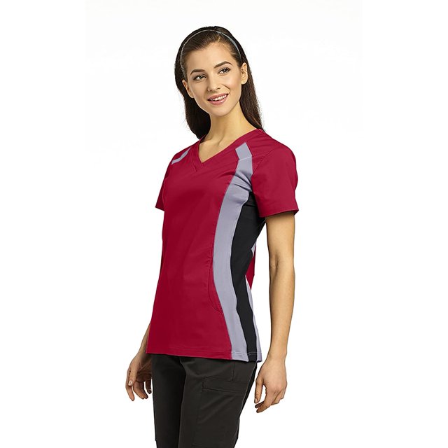 White Cross Allure Womens 715 Contrast Knit Side Panel Scrub Top
