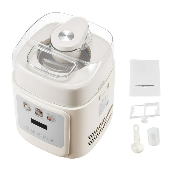 KFFKFF Upright Automatic Ice Cream Maker with Built-in Compressor, 1 Quart Gelato and Frozen Yogurt Machine, 4 Modes Electric Sorbet Maker, Home Compressor Ice Cream Machine