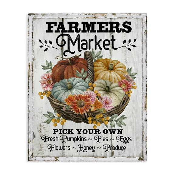 Stupell Industries Farmers Market Pumpkin Basket Holiday Painting Gallery Wrapped Canvas Art Prints Wall Art, 16 x 20
