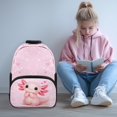 thumbnail image 3 of POLERO Cute Axolotl Heart Print Waterproof Backpack for Work School, Large Capacity Front Pocket Polyester Fabric School Backpack, 3 of 10