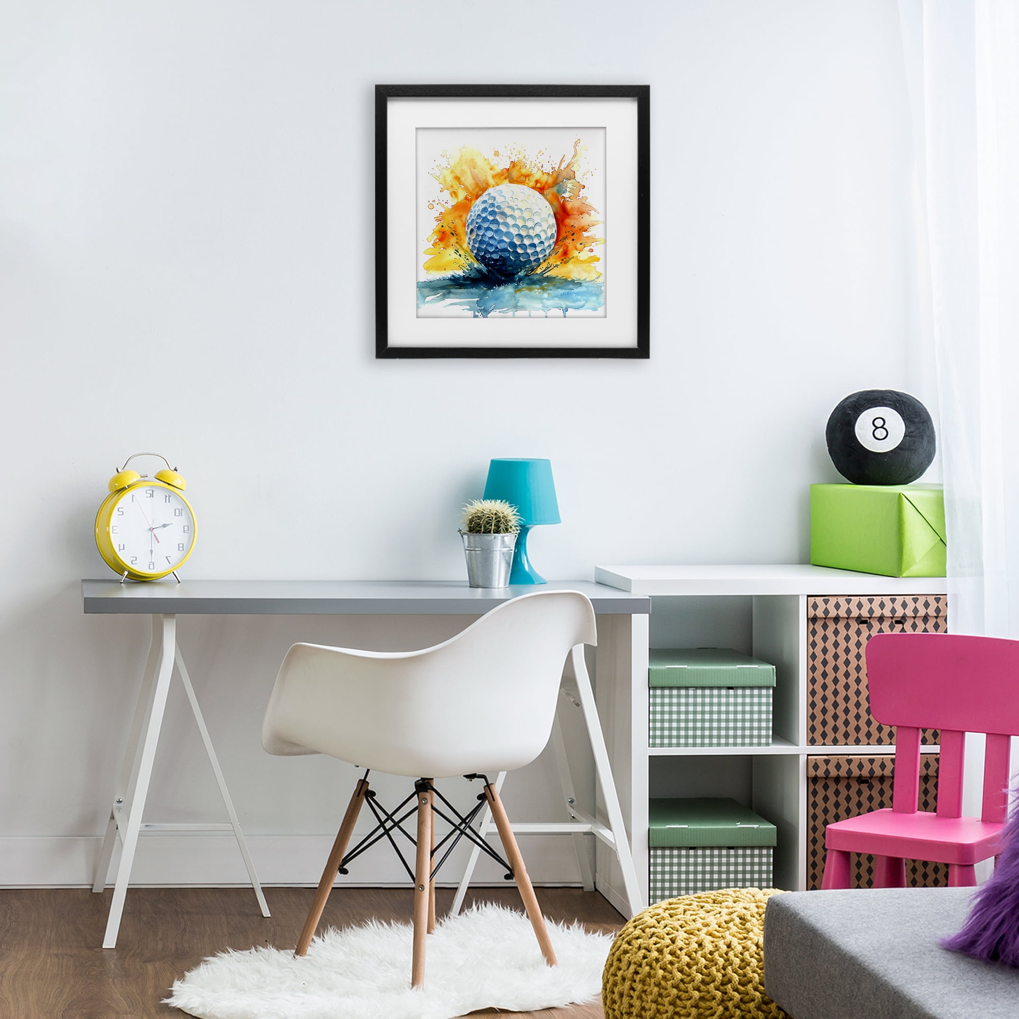 Stupell Industries Golf Splash Watercolor Burst Black Framed Print Under Glass, design by LSR Design Studio