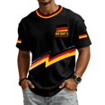 thumbnail image 3 of Soccer Cup 2026 Jersey for Men, Crew Neck Short Sleeve Deutschland Lightning Bolt Graphic Tee with Waffle Knit Texture - Breathable Performance Top for Match Day & Gym Black XXXXL, 3 of 7