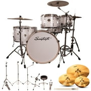 Sawtooth Command Series 6-Piece Drum Set with 24" Bass Drum, Hardware & Zildjian ZBT Cymbals, White Oyster ( box 1 of 3)