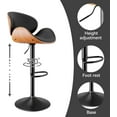 thumbnail image 3 of Bar Stools,Swivel Bar Stools for Kitchen Island,Adjustable Bentwood Counter Height Barstools, PU Leather Upholstered Bar Chair with Back and Footrest for Bar,Dining Room(Black 1PCS), 3 of 9