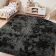 thumbnail image 3 of Nefoso Shag Area Rug, 5ft x 8ft Soft Fluffy Tie-Dye Area Rugs for Living Room Bedroom Decor Carpet, Black & Grey, 3 of 13
