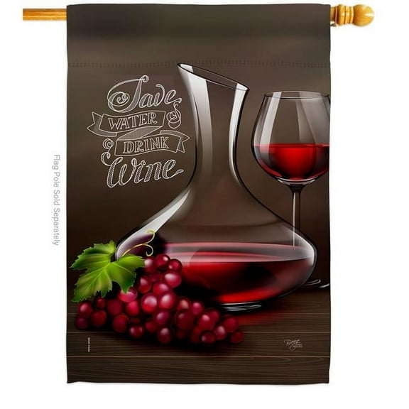 Breeze Decor H117073-BO Wine Time Beverages 28 x 40 in. Double-Sided Decorative Vertical House Flags for Decoration Banner Garden Yard Gift