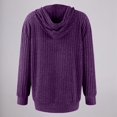 thumbnail image 4 of Sweaters for Women Long Sleeve Knitted Zip Up Hoodies Ribbed Pullover Loose Casual Sweatshirts with Pocket Purple XL, 4 of 9