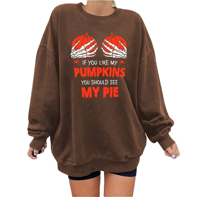 Blusa de manga larga suelta con estampado de moda para mujer, blusas informales con cuello redondo, sudaderas con capucha Pompotops FGAJ4600