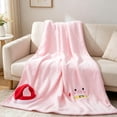 thumbnail image 6 of SLYNSHome Small Christmas Flannel Throw Blanket,Pink Soft Fleece Roll‑Up Blanket With Snowman Santa Reindeer Design For Sofa Bed Holiday Gift, 6 of 6