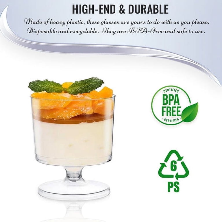 2 oz. Clear Round Plastic Disposable Mini Wine Glasses 480 Glasses