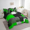 thumbnail image 3 of Feelyou Green Square Geometric Twin Bedding Sets 7-Piece, Vintage Artwork Abstract Bedding Comforter Set, Chic Rectangle Reversible Sheet Sets, Super Cozy Room Decor, 3 of 7