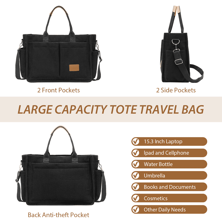 crossbody travel tote bag for valuable papers Flowfold Odyssey 15L Large bigger side pockets TOPDesign Heavy-Duty Canvas Tote Bag