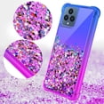 thumbnail image 4 of GALAXY WIRELESS USA for T Mobile Revvl 6x 5G/Revvl 6 5G Case Liquid Glitter Phone Case Cover w/Tempered Glass Screen Protector - Purple/Blue, 4 of 5