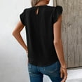 thumbnail image 4 of ZQUUVOU Womens T-Shirts Solid Color Crew Neck Ruffle Sleeve Front Pleated Tops(Black,XL), 4 of 4