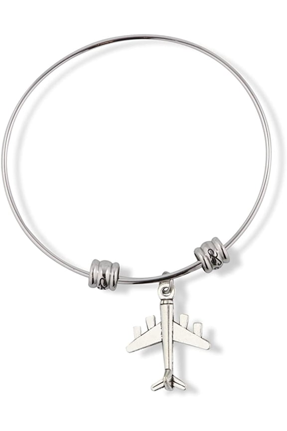 Airplane with 4 Engines Fancy Charm Bangle