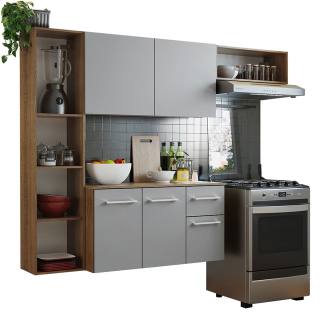 Mueble de Cocina Compacto MADESA Easy 180cm Marrón/Griz