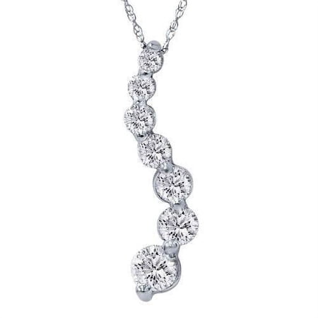 Pompeii VS 1/2ct Real Diamond Journey Pendant 14K White Gold (F,VS)