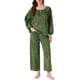 thumbnail image 1 of Conjunto de Pijamas para Mujeres de Manga Larga con Estampado Floral, Pulóver con Nudo Frontal, Pantalones Anchos Suaves de 2 Piezas, Verde Floral, 1 of 5