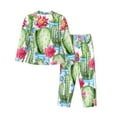 thumbnail image 2 of Disketp Pajamas Set Long Sleeve Sleepwear Womens Button Down Nightwear Pj Sets-Flowers And Cactus, 2 of 9