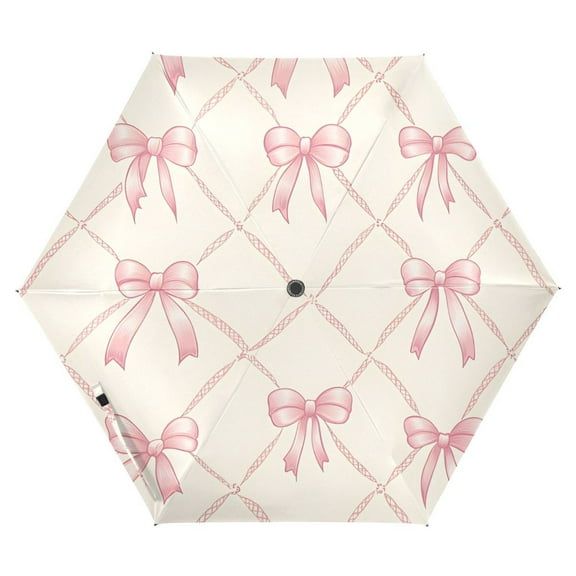 ALAZA Bows Checkered UPF 50  Compact Folding Umbrella for Rain Travel Umbrella Packable