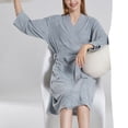 thumbnail image 4 of Defitshape Women's Robe Long Sleeve Pocket Soft Holiday Bath Terry Cloth Cozy Sleeping Bathrobe Light Lightweight Sleepwear Light Blue Large, 4 of 4