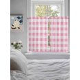 thumbnail image 4 of Kitchen Curtains 54 Inches length, Pink Checkered Window Treatment Curtain Drapes, Pink White Buffalo Plaid Thermal Insulated Drapes for Basement Hotel RV, 42"x54", 2 Panels, 4 of 7
